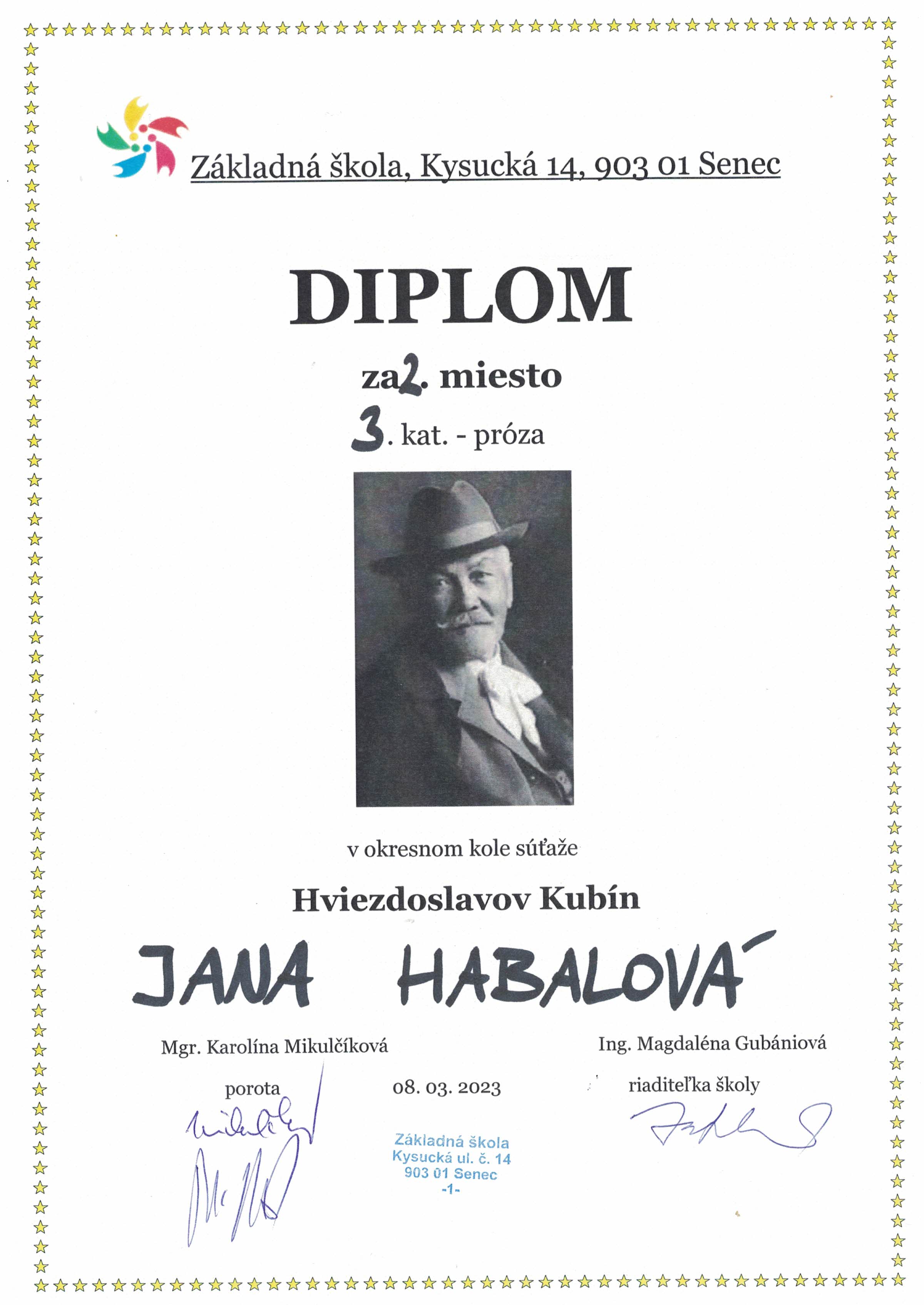2023 03 Diplom Jana Habalová