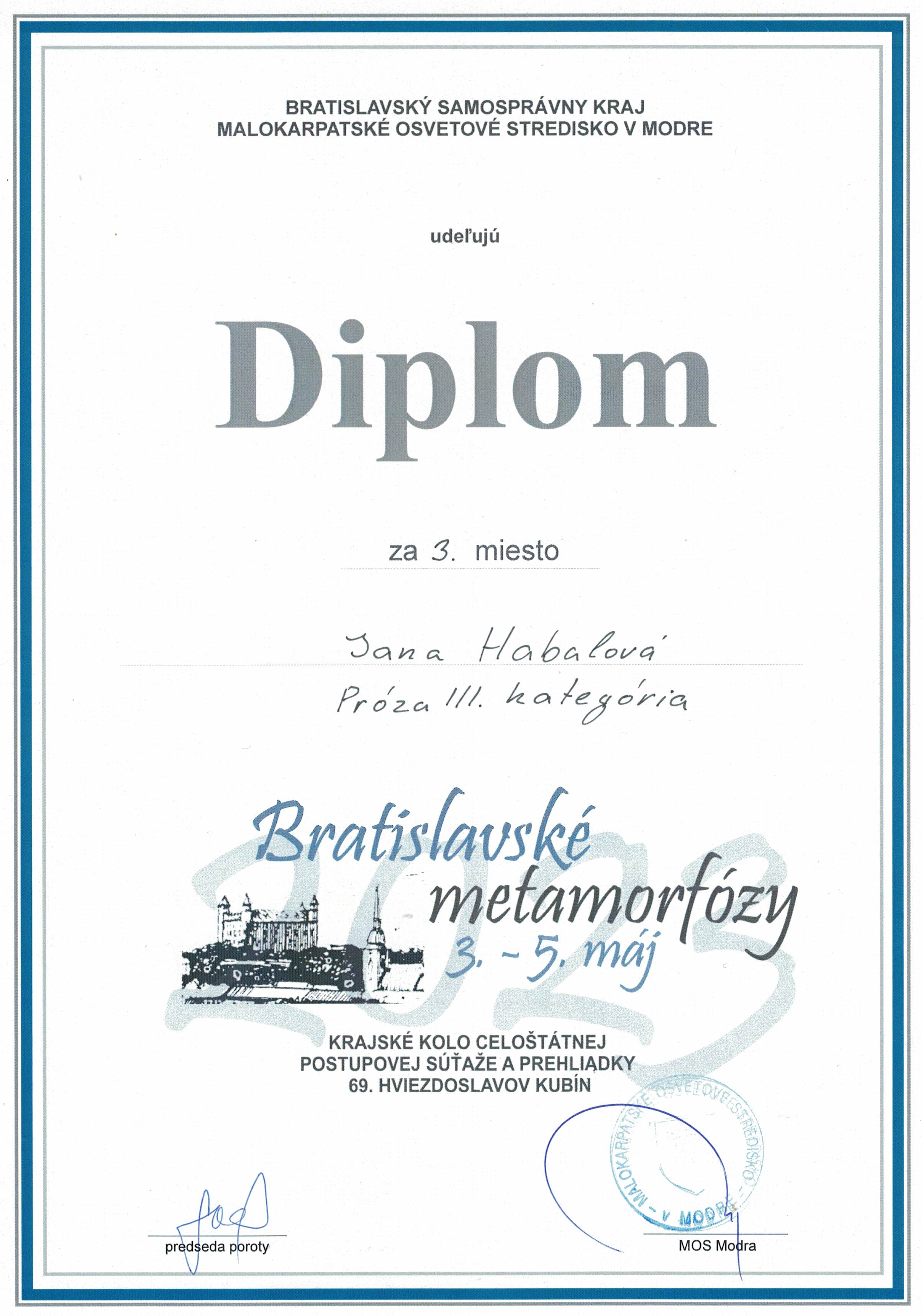 2023 05 Diplom Jana Habalová