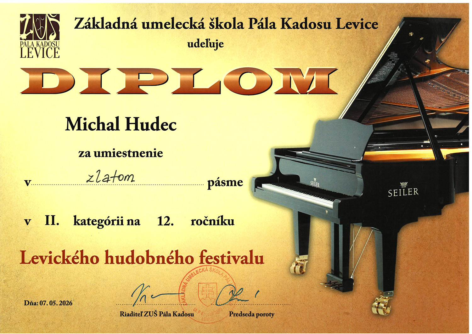 2026 05 Diplom Michal Hudec vitaz II kategorie