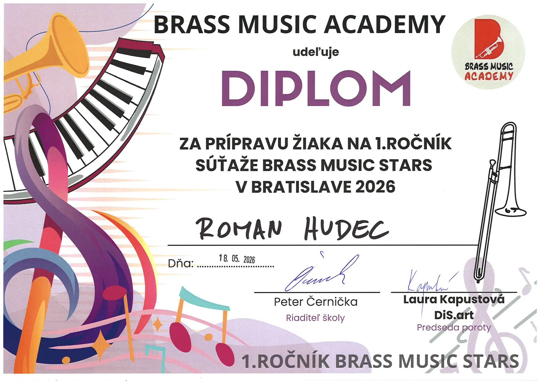 2026 05 Diplom Roman Hudec za pripravu ziaka